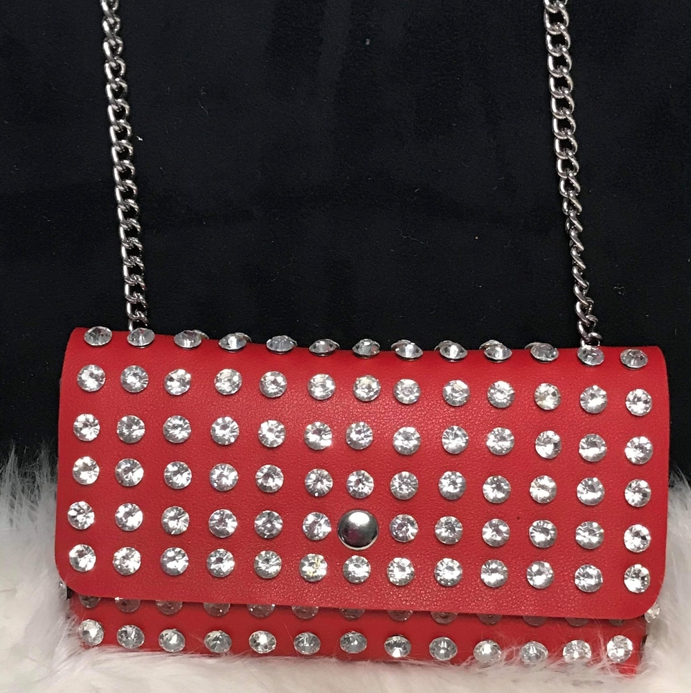 Red Crystal Studded Convertible Fanny Pack - Picture 4 of 8